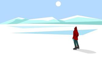 illustration d'hiver, la vue quand l'hiver arrive vecteur