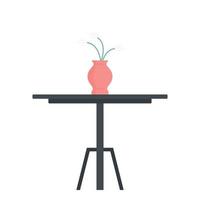 vase rouge sur l'icône de la table, style plat vecteur