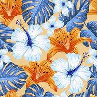 motif floral sans couture avec des feuilles. fond tropical vecteur