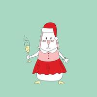 symbole de lapin 2023. lapin fille avec champagne vecteur