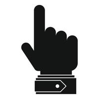 icône de direction de la main, style noir simple vecteur