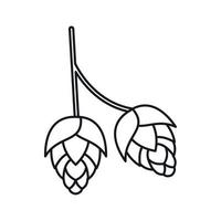 branche d'icône de houblon, style de contour vecteur