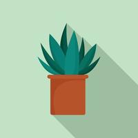 icône de pot de cactus d'aloès, style plat vecteur