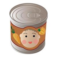 icône de boîte de conserve de nourriture pour enfants, style cartoon vecteur