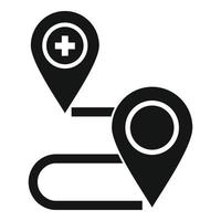 icône de carte d'itinéraire de clinique privée, style simple vecteur