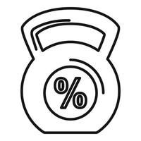 icône de prêt en ligne de pourcentage de kettlebell, style de contour vecteur