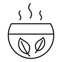 icône de thé chaud aux herbes, style de contour vecteur