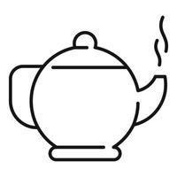 icône de pot de thé ayurveda, style de contour vecteur