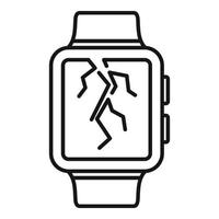 icône de réparation de smartwatch d'affichage de fissure, style de contour vecteur