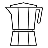 icône de cafetière en acier, style de contour vecteur