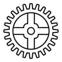 icône de pièce de roue dentée de montre, style de contour vecteur