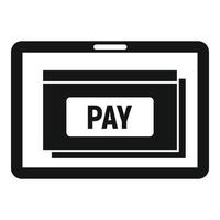 icône de portefeuille numérique de paiement de tablette, style simple vecteur
