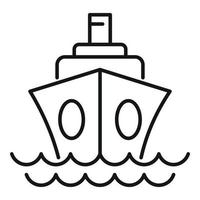 icône de bateau de croisière de plage, style de contour vecteur