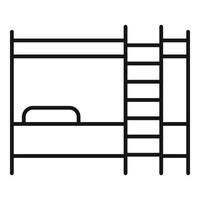 icône de lit superposé moderne de chambre d'enfants, style de contour vecteur