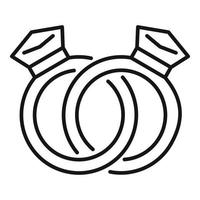 icône de bagues en diamant d'affection, style de contour vecteur