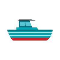 icône de bateau à moteur bleu, style plat vecteur