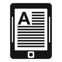 icône de lecteur de tablette bibliothèque, style simple vecteur
