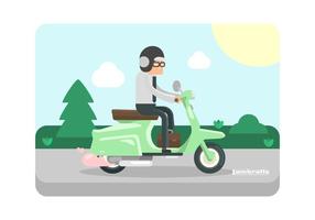 Mint Green Lambretta avec Illustration Rider vecteur