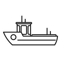 icône de bateau de pêche, style de contour vecteur