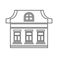 icône de maison à un étage avec trois fenêtres vecteur