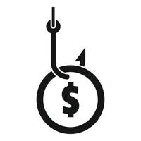 icône de crochet d'argent frauduleux, style simple vecteur