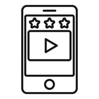 icône d'application vidéo de téléphone portable, style de contour vecteur