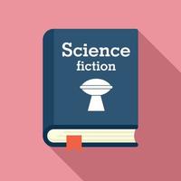 icône de livre de science-fiction, style plat vecteur