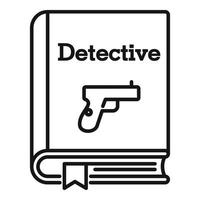 icône de livre de détective, style de contour vecteur