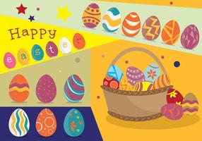 Funky Easter Egg Affiche avec panier Vector