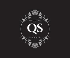 qs initiales lettre mariage monogramme logos collection, modèles minimalistes et floraux modernes dessinés à la main pour cartes d'invitation, réservez la date, identité élégante pour restaurant, boutique, café en image vectorielle vecteur