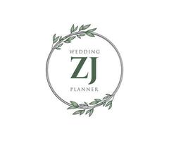 zj initiales lettre collection de logos de monogramme de mariage, modèles minimalistes et floraux modernes dessinés à la main pour cartes d'invitation, réservez la date, identité élégante pour restaurant, boutique, café en image vectorielle vecteur