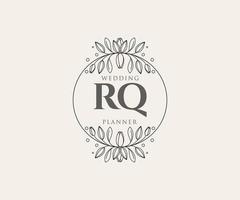 collection de logos de monogramme de mariage lettre initiales rq, modèles minimalistes et floraux modernes dessinés à la main pour cartes d'invitation, réservez la date, identité élégante pour restaurant, boutique, café en image vectorielle vecteur