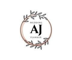 aj initiales lettre collection de logos de monogramme de mariage, modèles minimalistes et floraux modernes dessinés à la main pour cartes d'invitation, réservez la date, identité élégante pour restaurant, boutique, café en image vectorielle vecteur