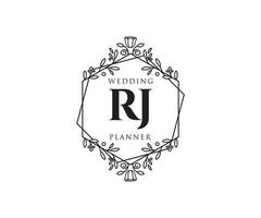 collection de logos de monogramme de mariage lettre initiales rj, modèles minimalistes et floraux modernes dessinés à la main pour cartes d'invitation, réservez la date, identité élégante pour restaurant, boutique, café en image vectorielle vecteur