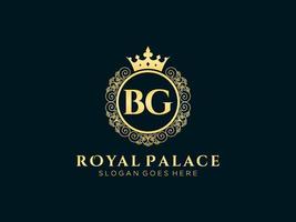 lettre bg logo victorien de luxe royal antique avec cadre ornemental. vecteur