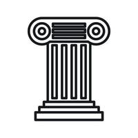 ancienne icône de pilier ionique, style de contour vecteur