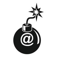 icône de bombe de fraude par e-mail, style simple vecteur