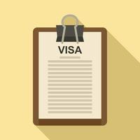 icône de contrôle des visas, style plat vecteur