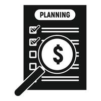 icône de planification financière, style simple vecteur