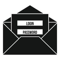 icône de mot de passe de connexion par e-mail, style simple vecteur