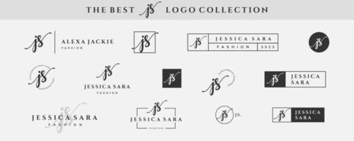 lettre simple initiale js j logo monogramme sur fond noir pour la beauté, la mode, la collection de conception de photographie vecteur