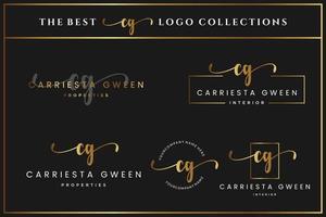 lettre initiale de luxe cg c monogramme logo pour la beauté, la mode, la collection de modèles de conception de boutique vecteur