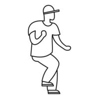 icône de danseur hip hop, style de contour vecteur