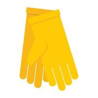 icône de gants jaunes, style plat vecteur