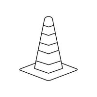 icône de cône de signalisation, style de contour vecteur