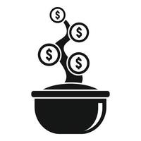 icône de pot de plante d'argent crowdfunding, style simple vecteur