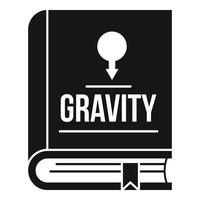 icône de livre de gravité, style simple vecteur