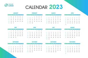 Modèle de calendrier 2023, vecteur modifiable