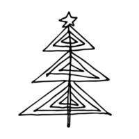 sapin de noël clipart dessiné à la main. griffonnage en épicéa. élément unique pour carte, impression, web, design, décor vecteur