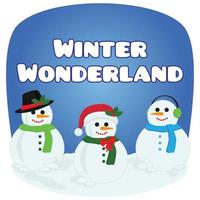 mignon, trois, bonhomme de neige, hiver, vacances, vecteur, illustration vecteur
